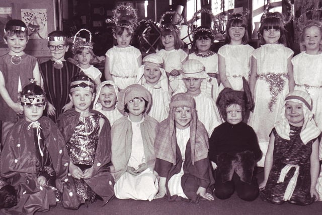 St. Mark's Infants School, Newtown, ready to perform their nativity play in 1987.
