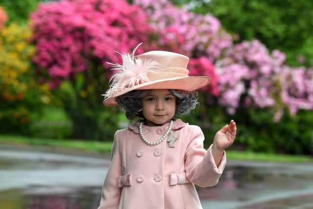 Isla Bates has been going round care homes dressed up as the Queen and planting a tree to celebrate the jubilee