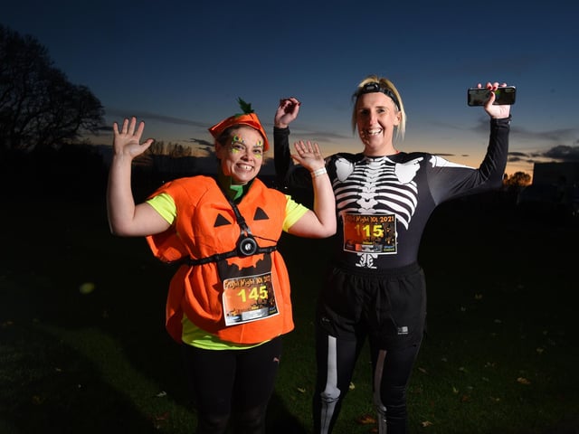 A pumpkin and a skeleton