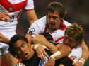 Bryn Hargreaves, above, playing for St Helens against his hometown team Wigan