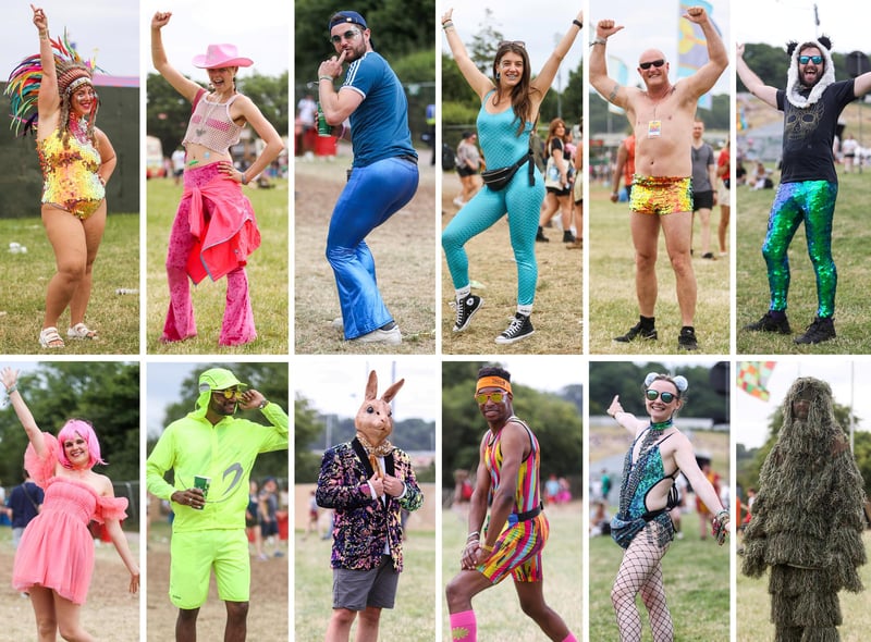 Colourful, wacky and stylish fashion choices on display during the second day at Glastonbury Festival 2022. Glastonbury, Somerset. 22 June 2022. 