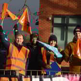 Teachers and supporters on the picket outside The Deanery High School earlier this month