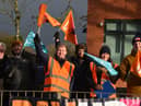Teachers and supporters on the picket outside The Deanery High School earlier this month