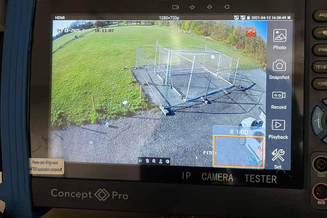 The camera has the vandal-hit pitch at the Convent ground in its sights