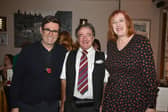 Greater Manchester Mayor Andy Burnham, restaurant owner Howard Gallimore and Makerfield MP Yvonne Fovargue