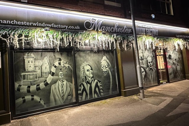 Scott created his most detailed Halloween window to date, which took over 18 hours to create.