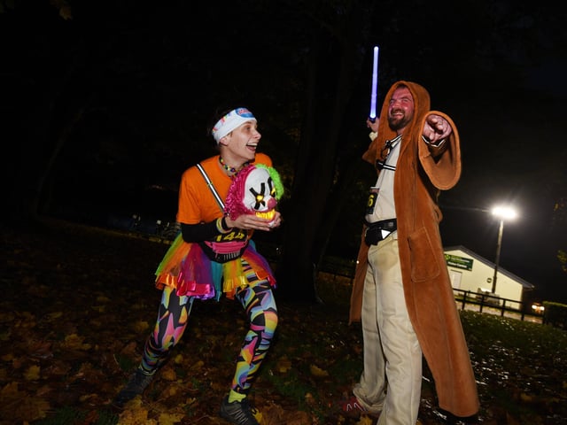Sam Edwards and Ben Smithers show off their costumes