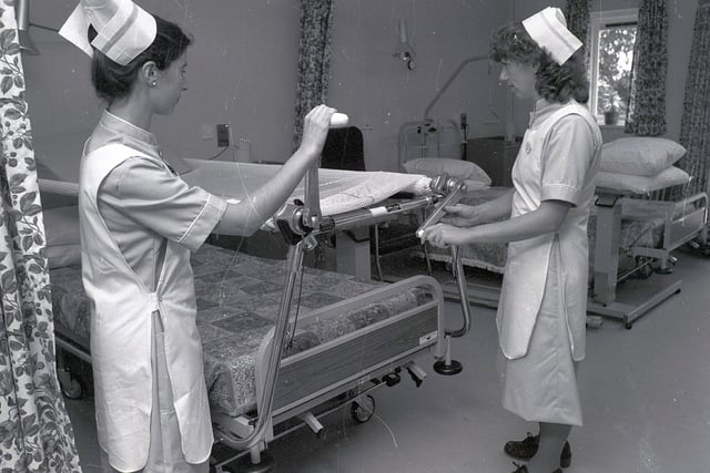 Staff at work at Wigan and Leigh Hospice in the 1980s
