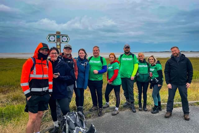 The fund-raisers during their 30-mile walk