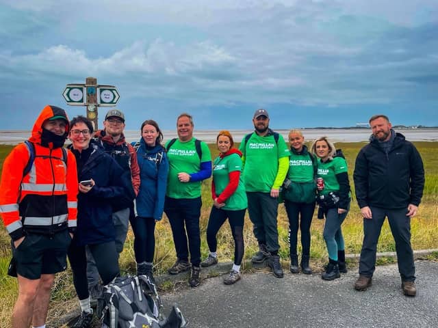 The fund-raisers during their 30-mile walk