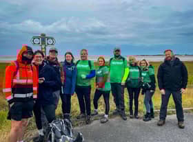 The fund-raisers during their 30-mile walk