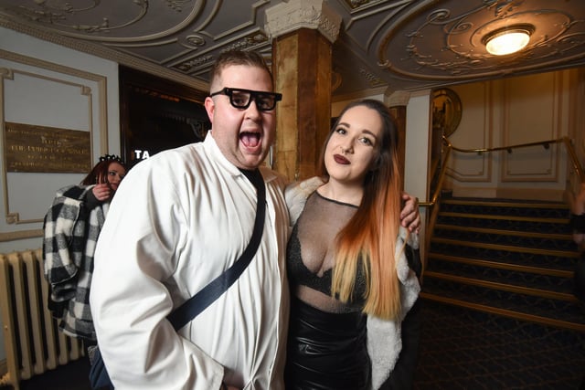 Theatre goers dress up for The Rocky Horror Show at the Grand Theatre., Clyde Bell and Melissa Oliver.