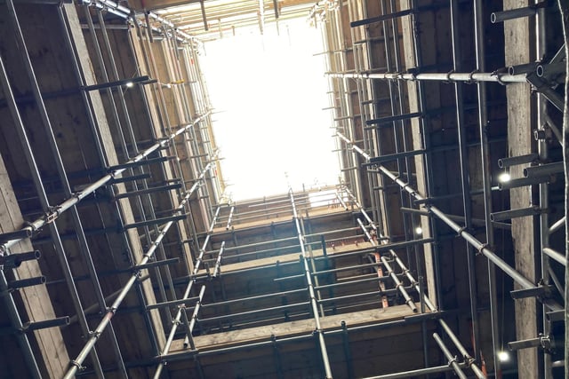 Scaffolding inside Haigh Hall