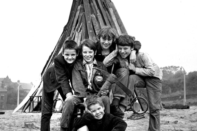 RETRO 1970 - A group of  lads build their bonfire in Wigan