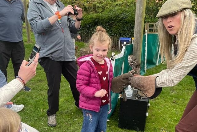 Those in attendance were given the opportunity to handle the birds.