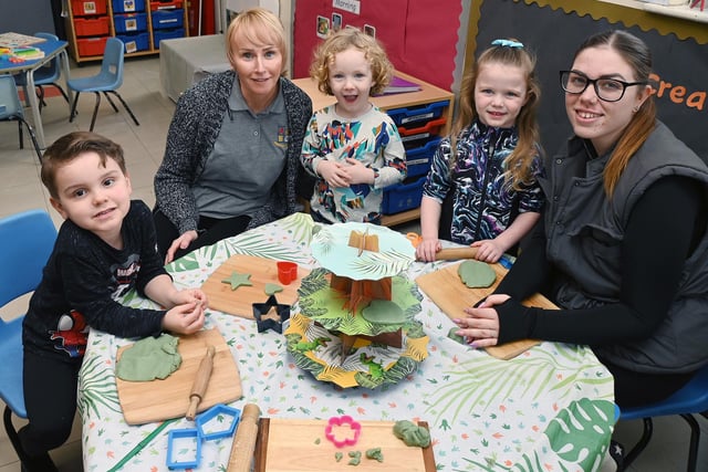 Staff and children at ABC Nursery and Pre-School, Orrell, celebrate their 30th anniversary.