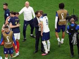Gareth Southgate commiserates with Harry Kane on Saturday evening