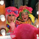 A flashback to the last time Wigan Little Theatre put on Cinderella in 2013: pictured are the panto's author Bill Collins, left, and Colin Hurst as ugly sisters Lucinda and Lavinia. Both WLT legends are, sadly, no longer with us
