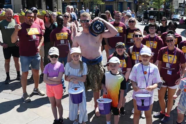 Nigel Brookwell with a team of supporters as he prepared to start the challenge