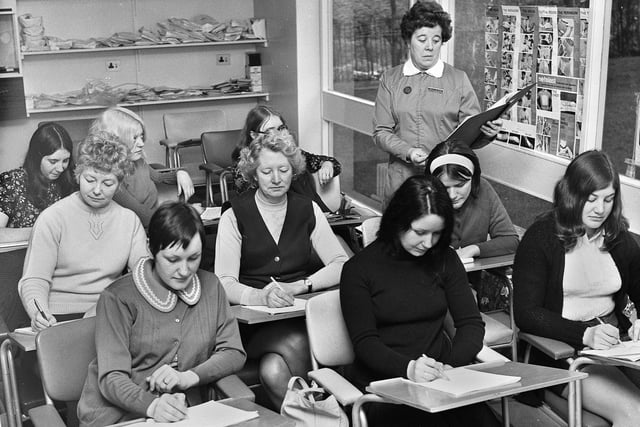 General study under the direction of pupil nurse teacher, Mrs. Whitelegg, at the Wigan and Leigh School of Nursing at Billinge Hospital on Tuesday 29th of February 1972.
