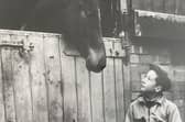Lester Piggott, aged 12, at his father's stables on the day of his first race at Haydock Park