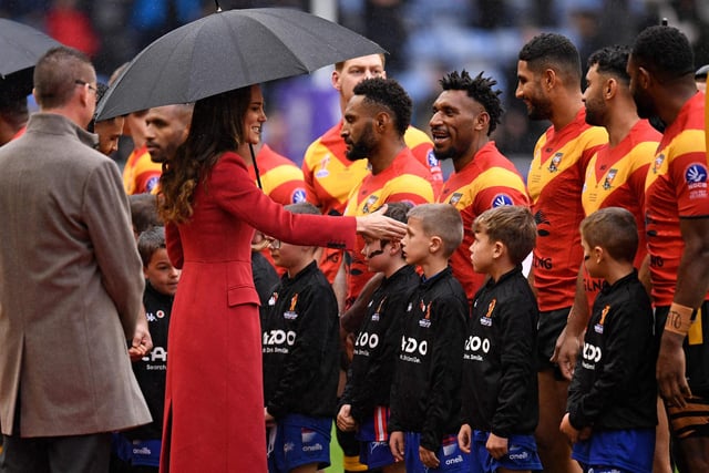 The Princess of Wales meets the Papua New Guinea players