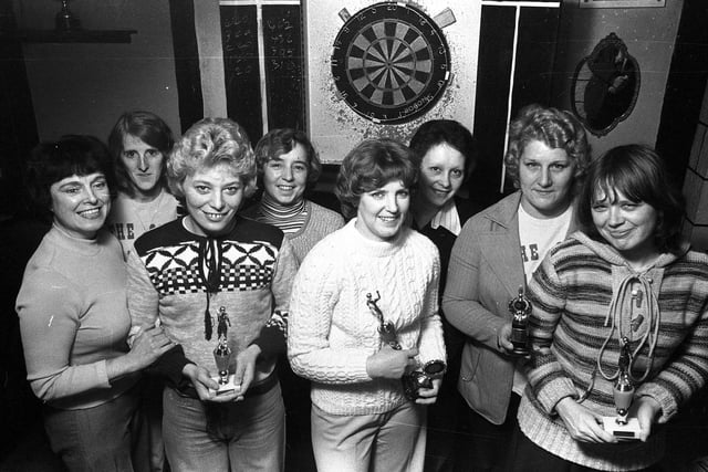 RETRO 1978 The womens darts team at The Old Pear Tree pub in Wigan