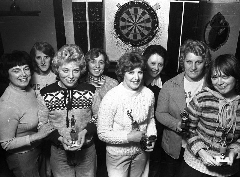 RETRO 1978 The womens darts team at The Old Pear Tree pub in Wigan