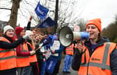 Dr Grace Allport speaks on the picket line outside Wigan Infirmary