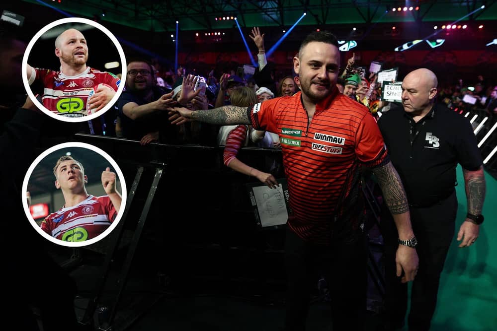 Wigan's Harry Smith and Liam Marshall were joined by Joe Cullen to promote next year's Las Vegas blockbuster