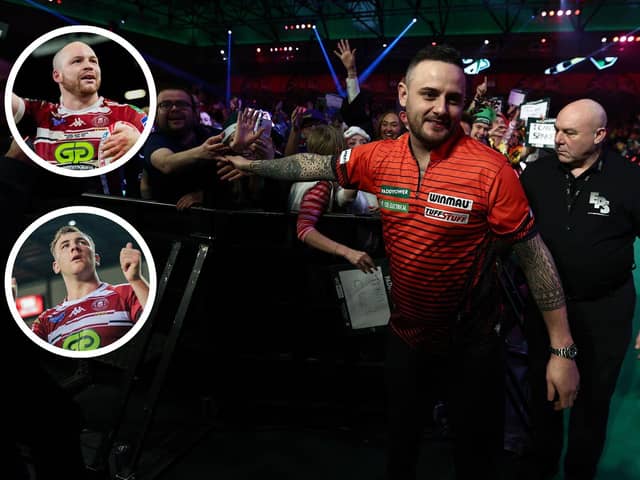 Wigan's Harry Smith and Liam Marshall were joined by Joe Cullen to promote next year's Las Vegas blockbuster