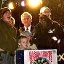 McFly switch on the Wigan Christmas lights, together with the Mayor, Coun John Hilton in 2004