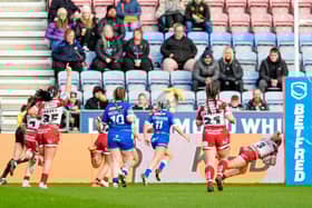 Anna Davies scored twice in Wigan Warriors Women's opening Super League win over Barrow Raiders Ladies at the DW Stadium