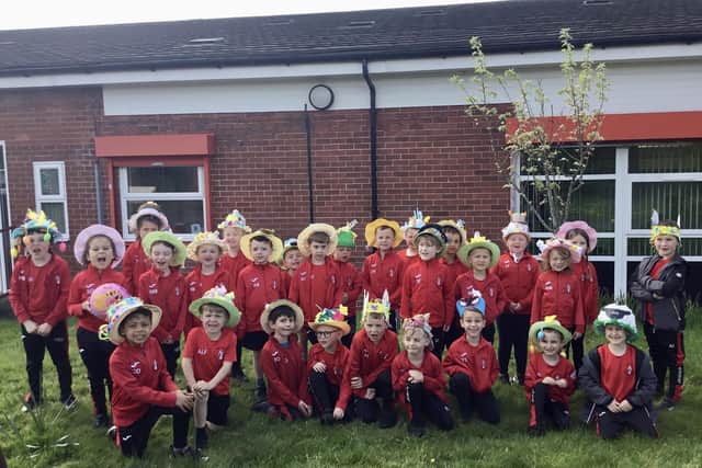 Holy Family Catholic Primary School with their Easter Bonnet parade.