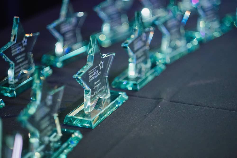 Greater Manchester Health and Care Champion Awards 2024 trophies