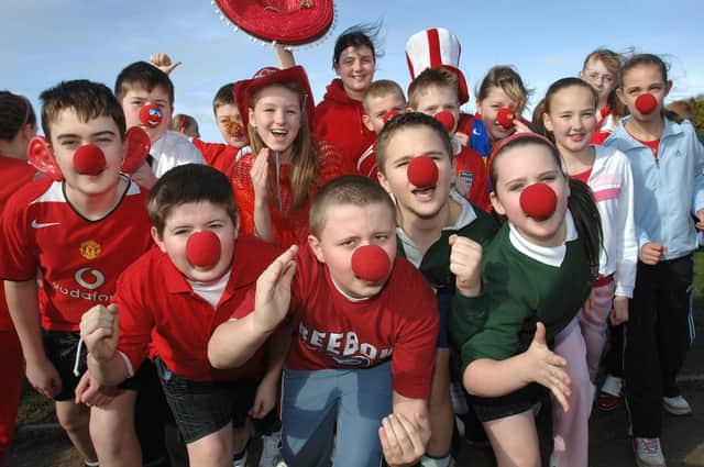 2007 - Abraham Guest High School Year Seven pupils at the start of their Red Nose Day fun run, organised by the School Council, in aid of the Baby Emma Appeal.