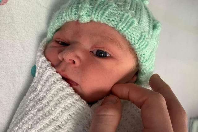 Olwen Hilton sent a photo of great-grandson Bleu Adrian Cook, born January 3 2023.