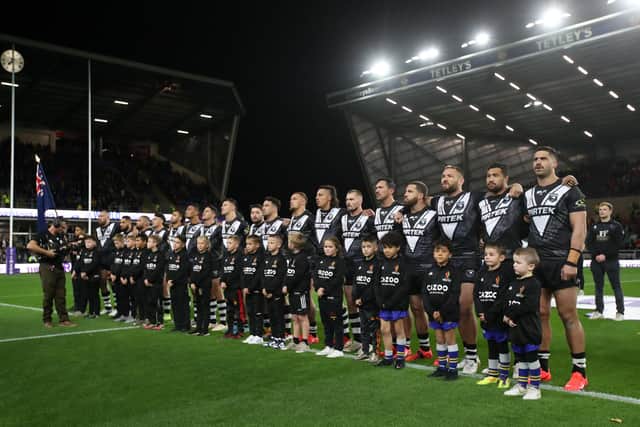 New Zealand line up for the National Anthems (Photo by Jan Kruger/Getty Images for RLWC)