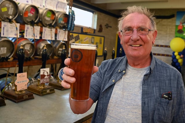 Peter Thompson enjoys a one of the 29 cask ales.