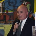 RMT general secretary Mick Lynch speaks at a meeting at Wigan Central earlier this year