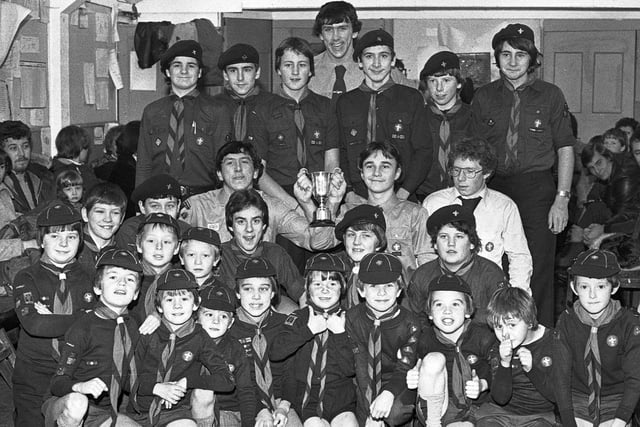 RETRO 1979 Hindley scouts with their swimming gala trophy