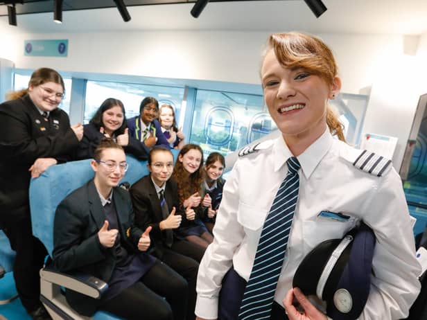 Amy Bannister with pupils