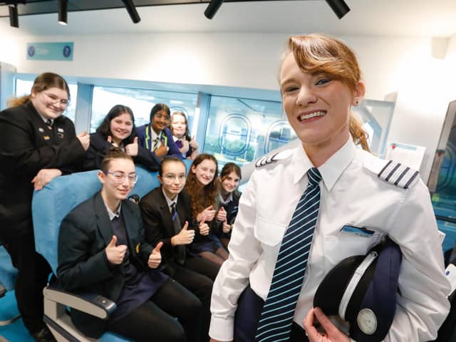 Amy Bannister with pupils