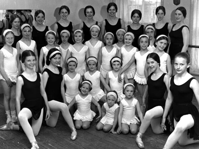 Ballet dancers assemble for the camera at Wigan Council Festival of Dance in 1977