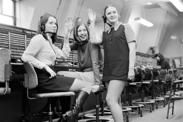 Girls at Wigan telephone exchange in January 1971.