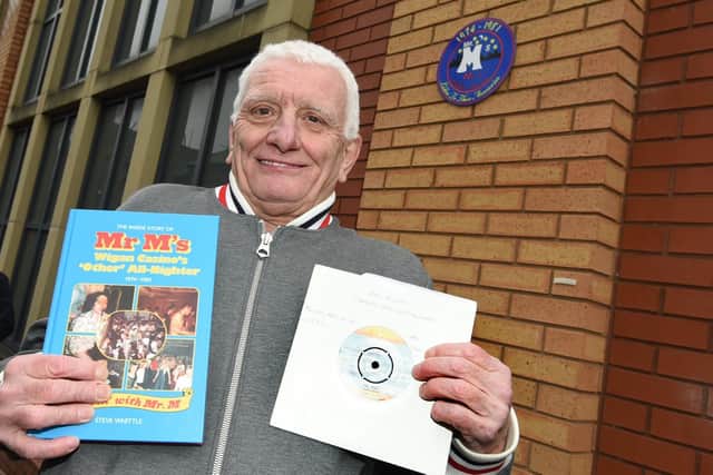 The late DJ and author Steve Whittle with his book and the last record he played on the night of closing, Frankie Valley and the Four Seasons - The Night.