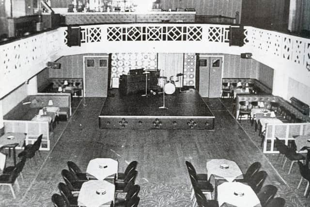 Mr M's part of the upper ballroom of the Wigan Casino building with the entrance in Millgate