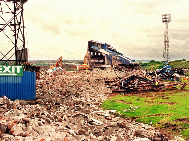 The demolition of Springfield Park in June 1999.