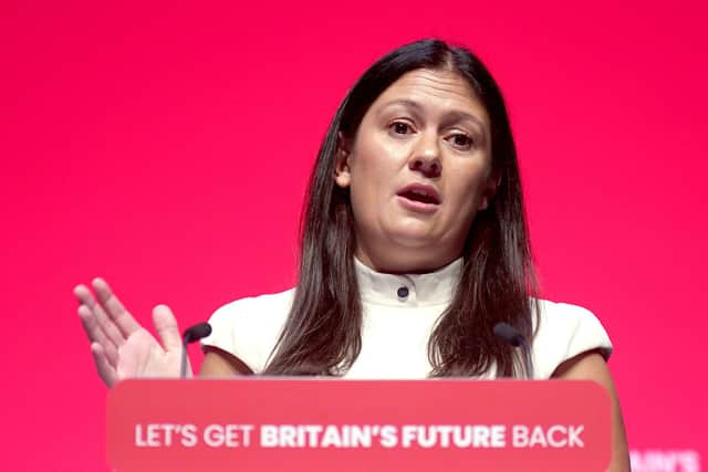 Lisa Nandy addressing last year's Labour Party conference