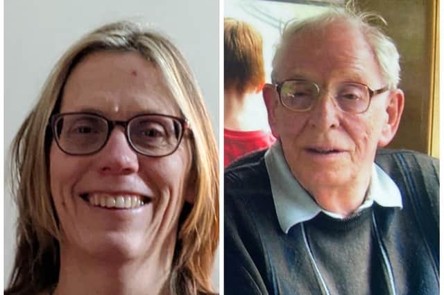 Relatives of Samuel Woods - Helen Adams (left) and her 91-year-old father David Adams (right) - are hoping to be reunited with the book presented to the former Ince MP